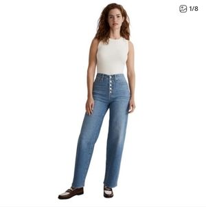 Madewell Light Blue High-Rise Button-Fly Wide-Leg Jeans